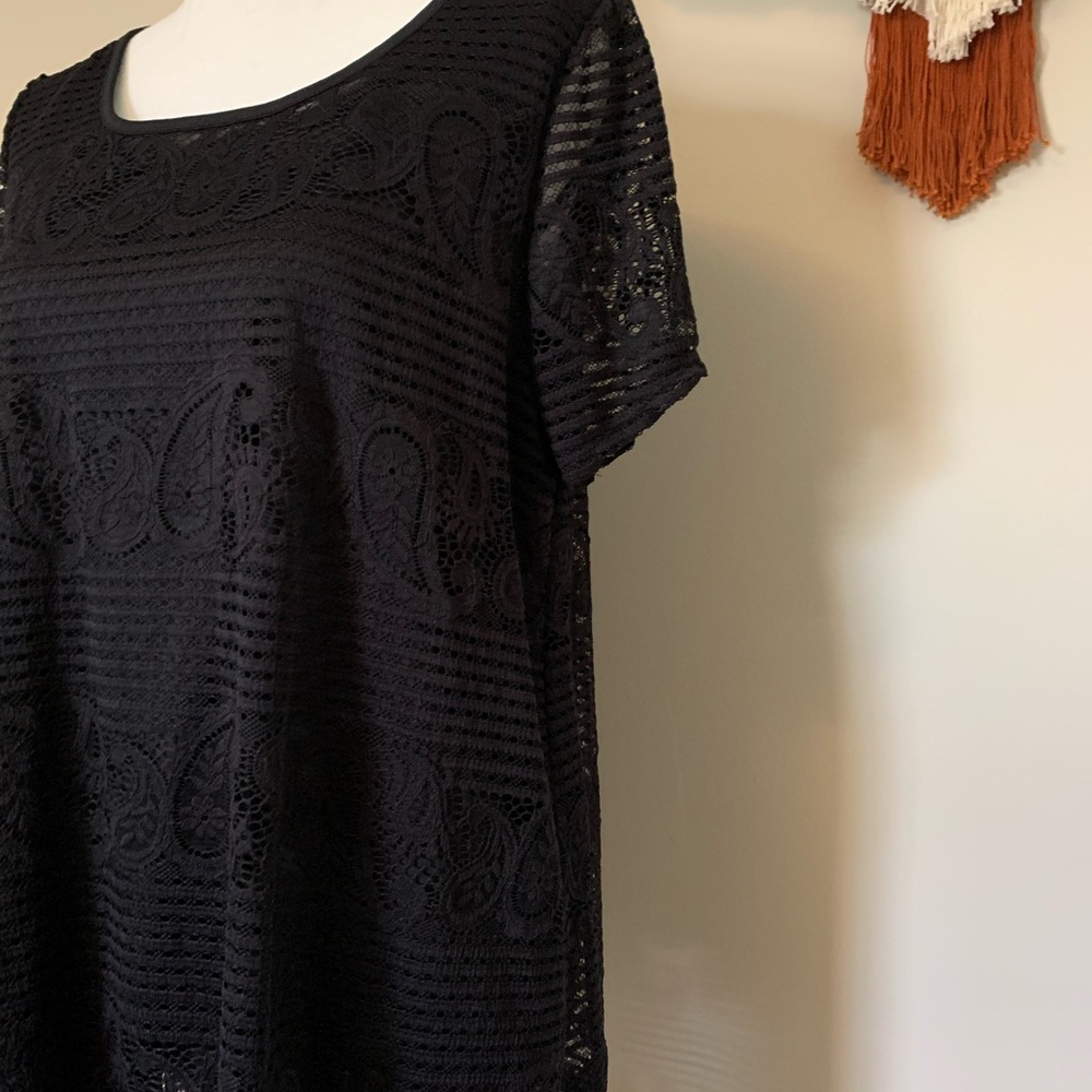 MOA black crochet lace short sleeve shirt size 2X NWOT - Picture 6 of 6